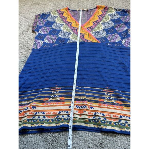 Soft Surroundings Women's Large Kualoa Blue Tunic Cap Short Sleeve Sweater V - Picture 5 of 5